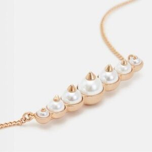 All Saints Dana Pearl Bar Stud Pendant Necklace - Gold
